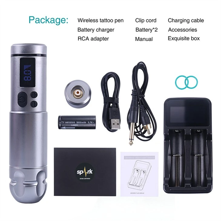 2 Μπαταρίες Spark Tattoo Machine Wireless Professional Tattoo Supply