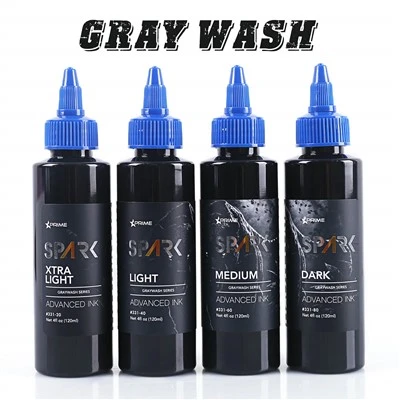 Spark Professional Organic 120ml Graywash Μακιγιάζ μαύρο μελάνι τατουάζ για τέχνη σώματος