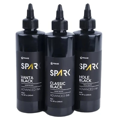 Spark 250ml υψηλής ποιότητας Οργανική διαρκής μόνιμη κλασική κλασική κλασική/τρύπα μαύρο/vanta μαύρο μελάνι τατουάζ μοντέλο για τέχνη σώματος