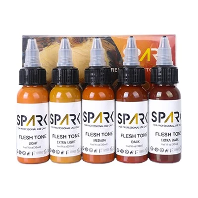 Spark Professional Premium 30ml Οργανικό 5χρωμο τόνο δέρματος Set μελάνι τατουάζ για μόνιμο μακιγιάζ και τέχνη σώματος