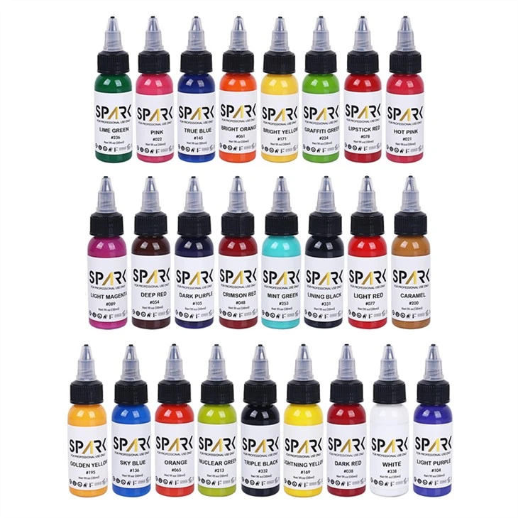 Σετ 25 χρωμάτων Spark Tattoo Ink Set Professional Tattoo Ink Display Leadfree Tattoo Ink